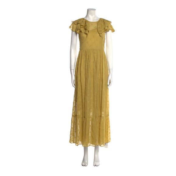 Dôen Flora yellow maxi dress in ginger with matching slip - Picture 3 of 4